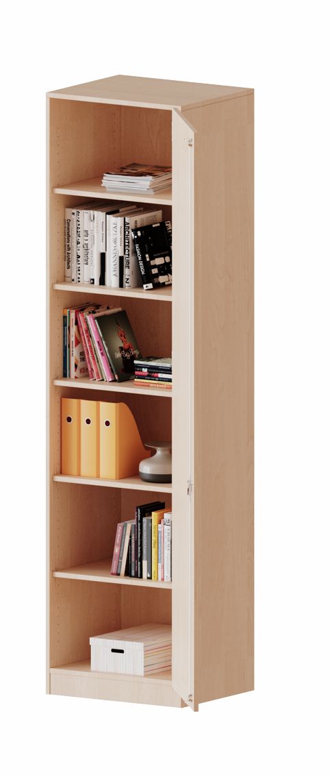 Schrank eintürig, 6 OH, Tür rechts oder links, 4 Dekore